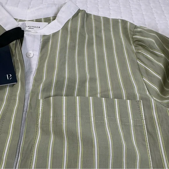 Tuckernuck Pomander Place Rohan Shirt Dress Green Striped Long Sleeves Pockets - Picture 15 of 16